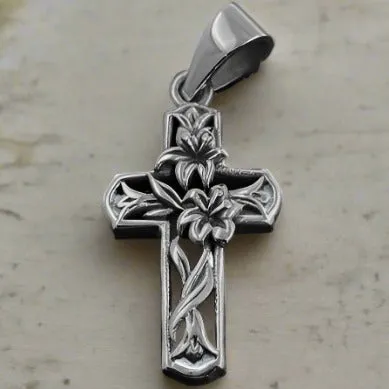 D2027 Flower Cross Pendant