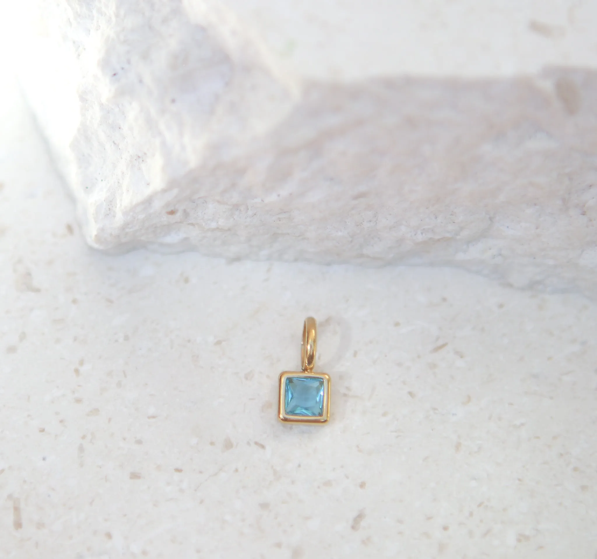 December Blue Zircon Square Charm