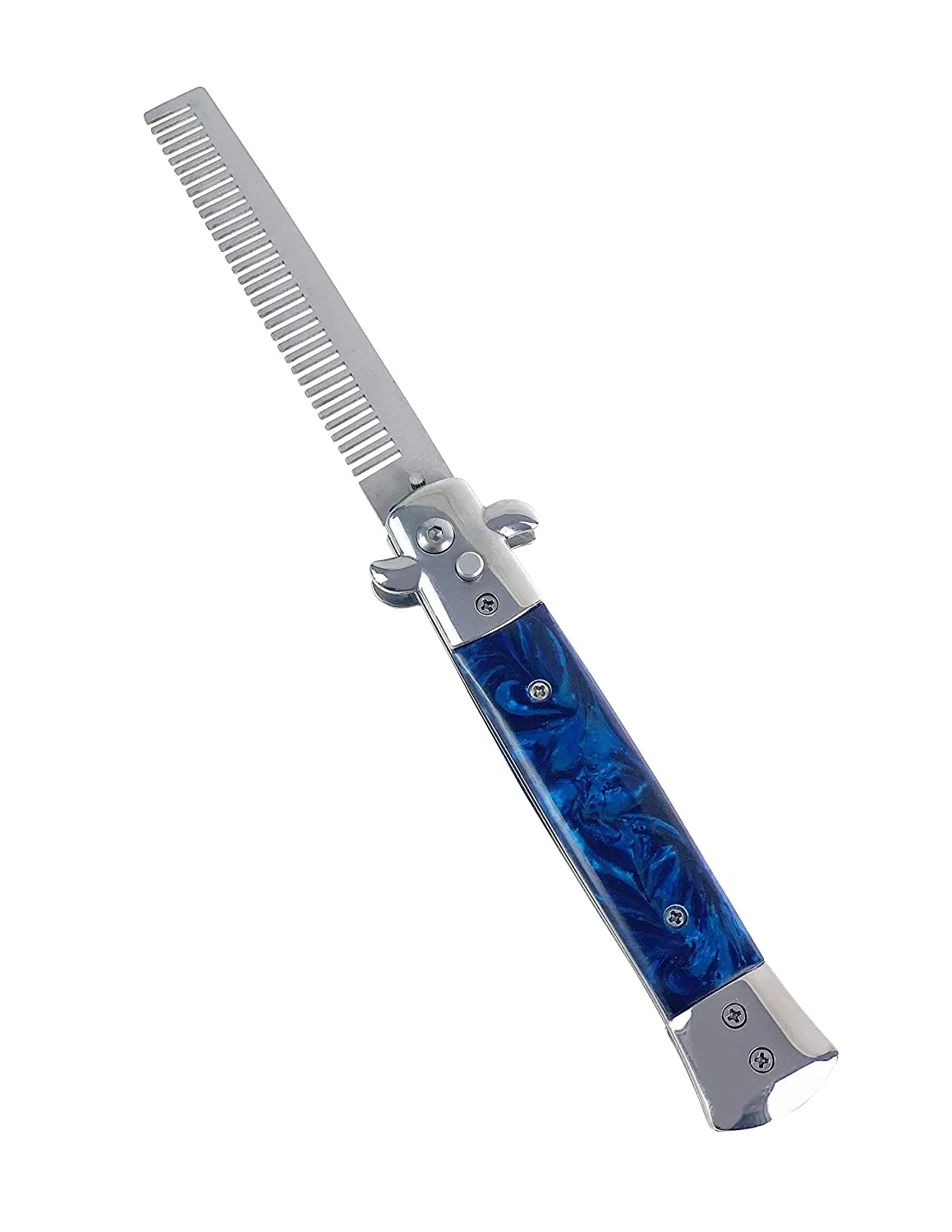 Designer Metal Switchblade Comb