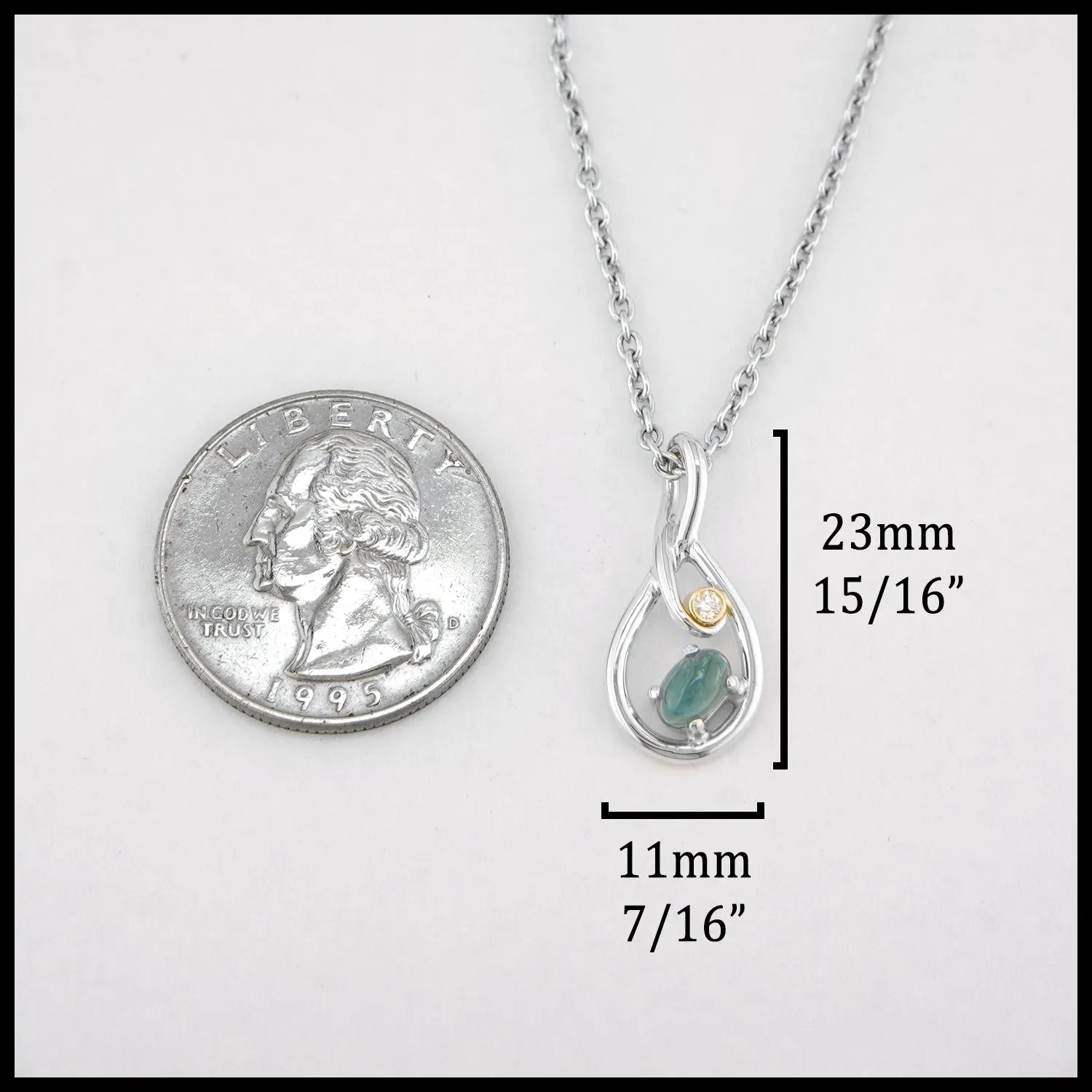 Diamond and Cabochon Blue Tourmaline Pendant
