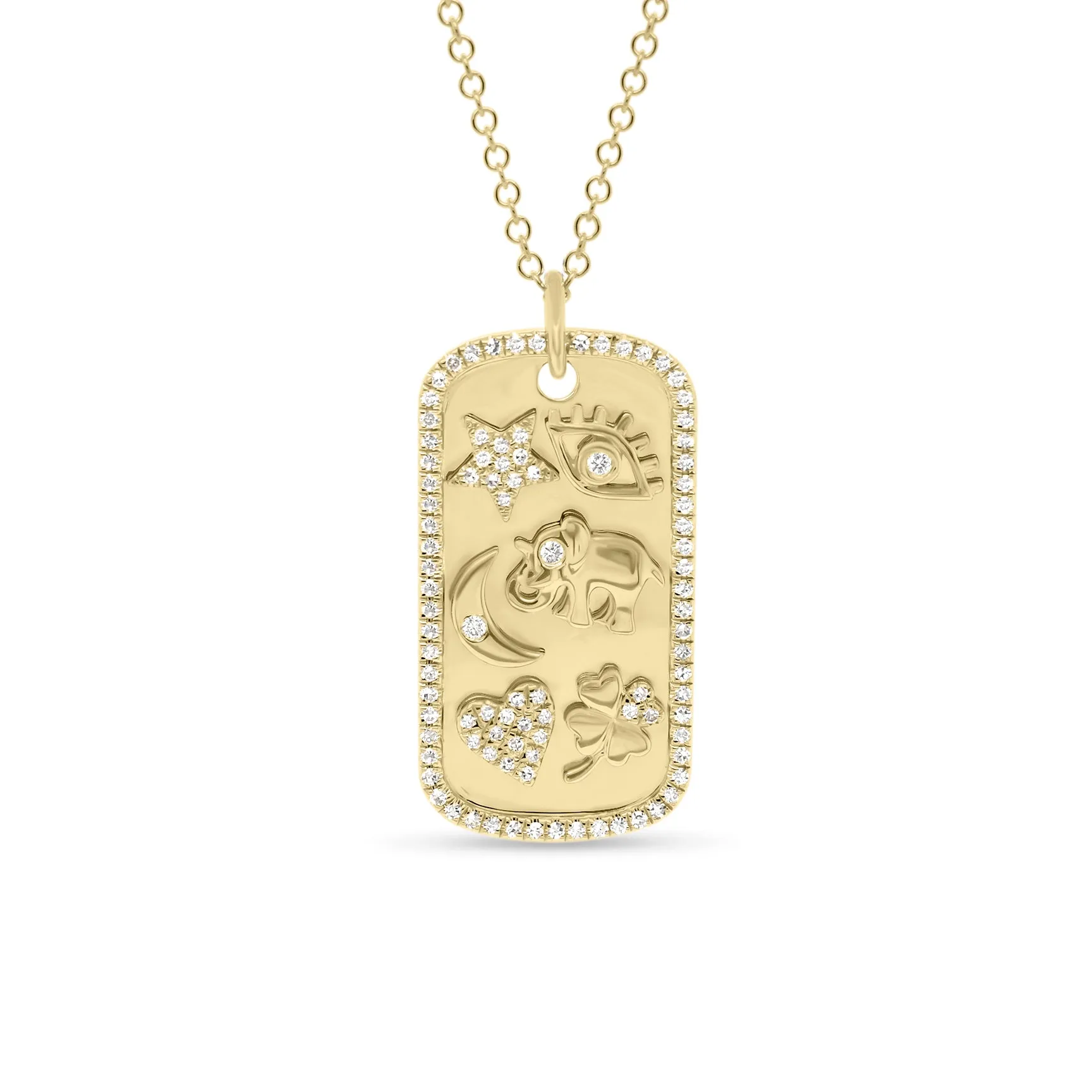 Diamond Lucky Symbols Dog Tag Pendant