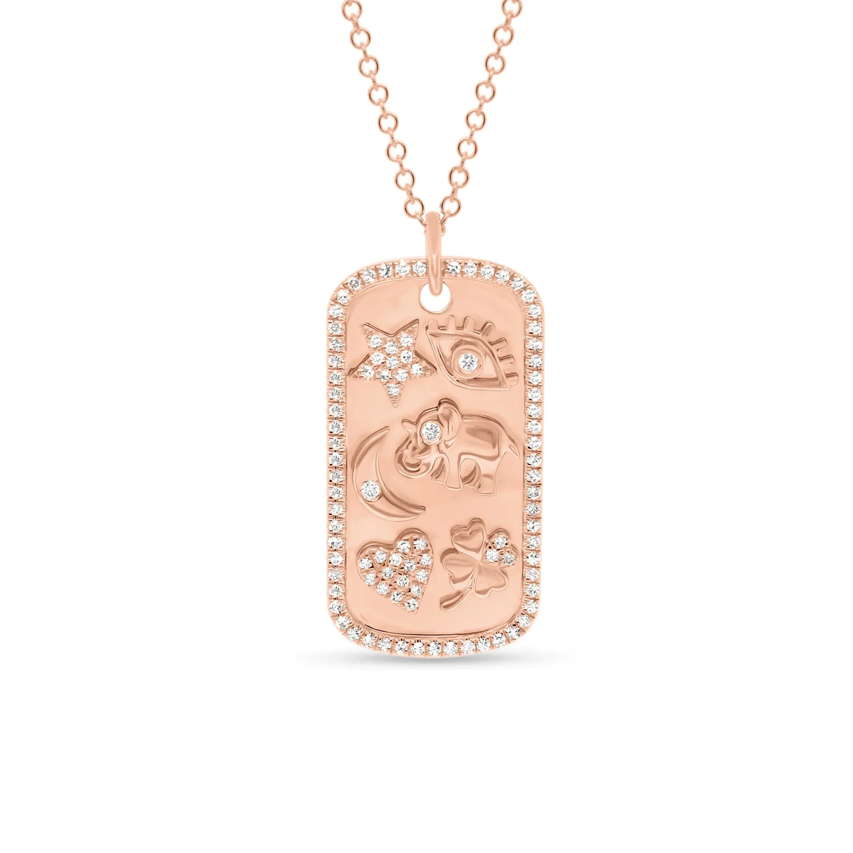 Diamond Lucky Symbols Dog Tag Pendant