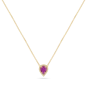 Diamond Pave Ruby Solitaire Pendant