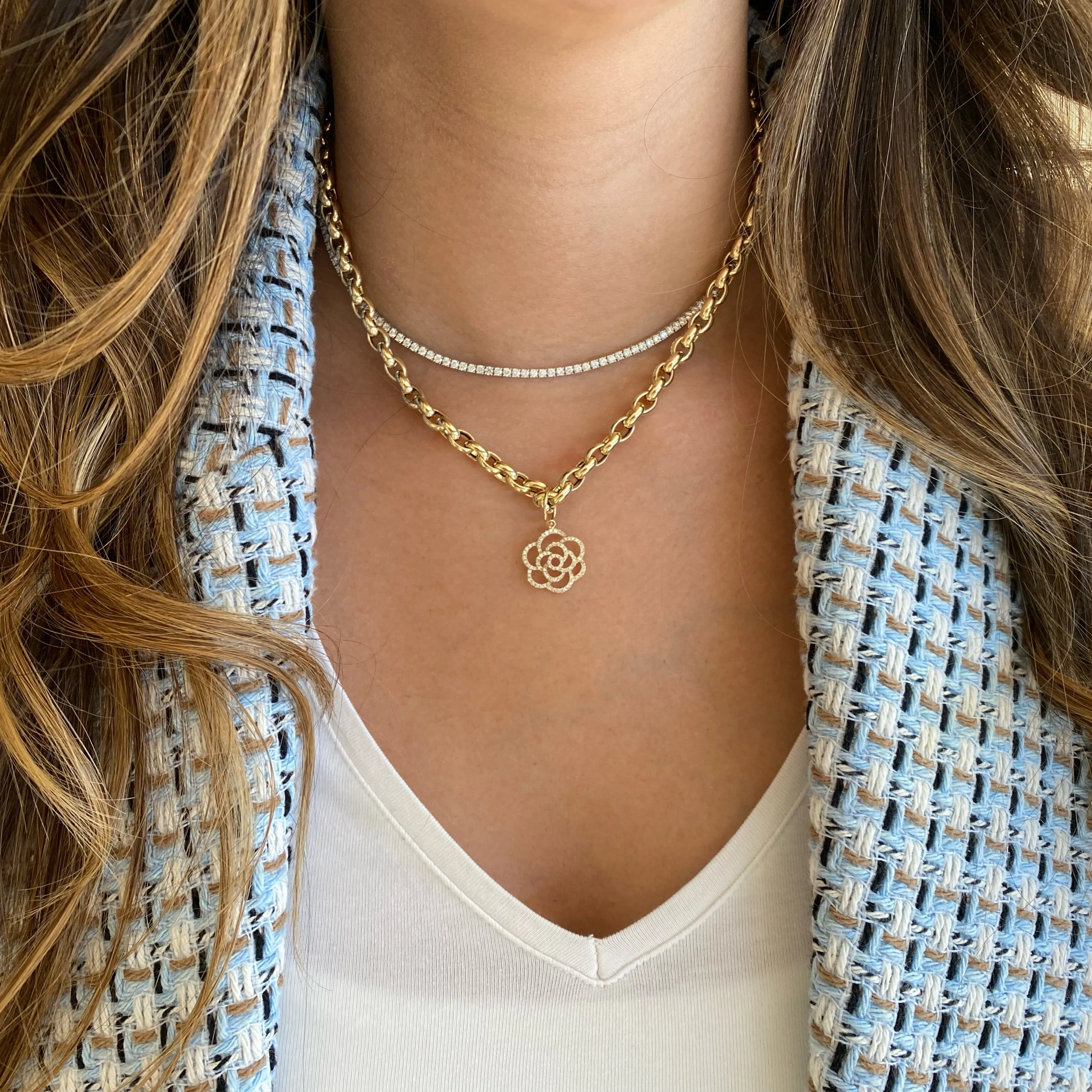 Diamond Rose Cutout Charm