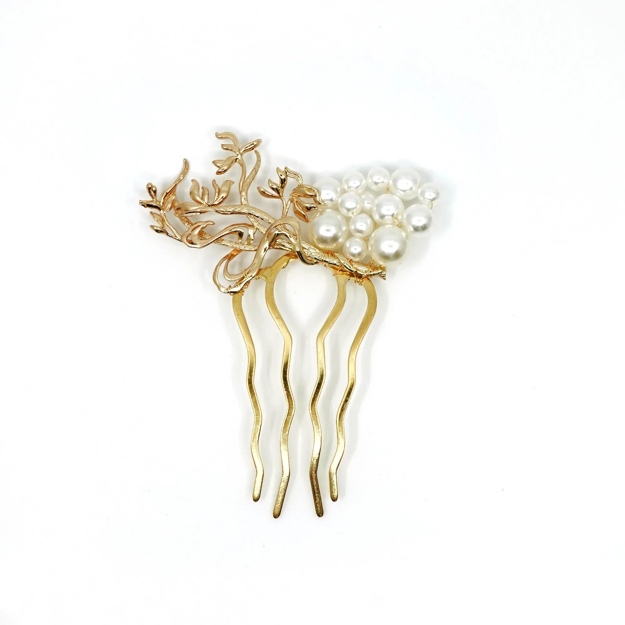 Divine Lotus Hair Comb Gold