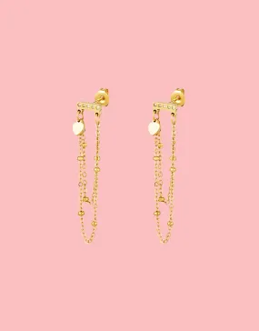 Double chain with zircon earrings