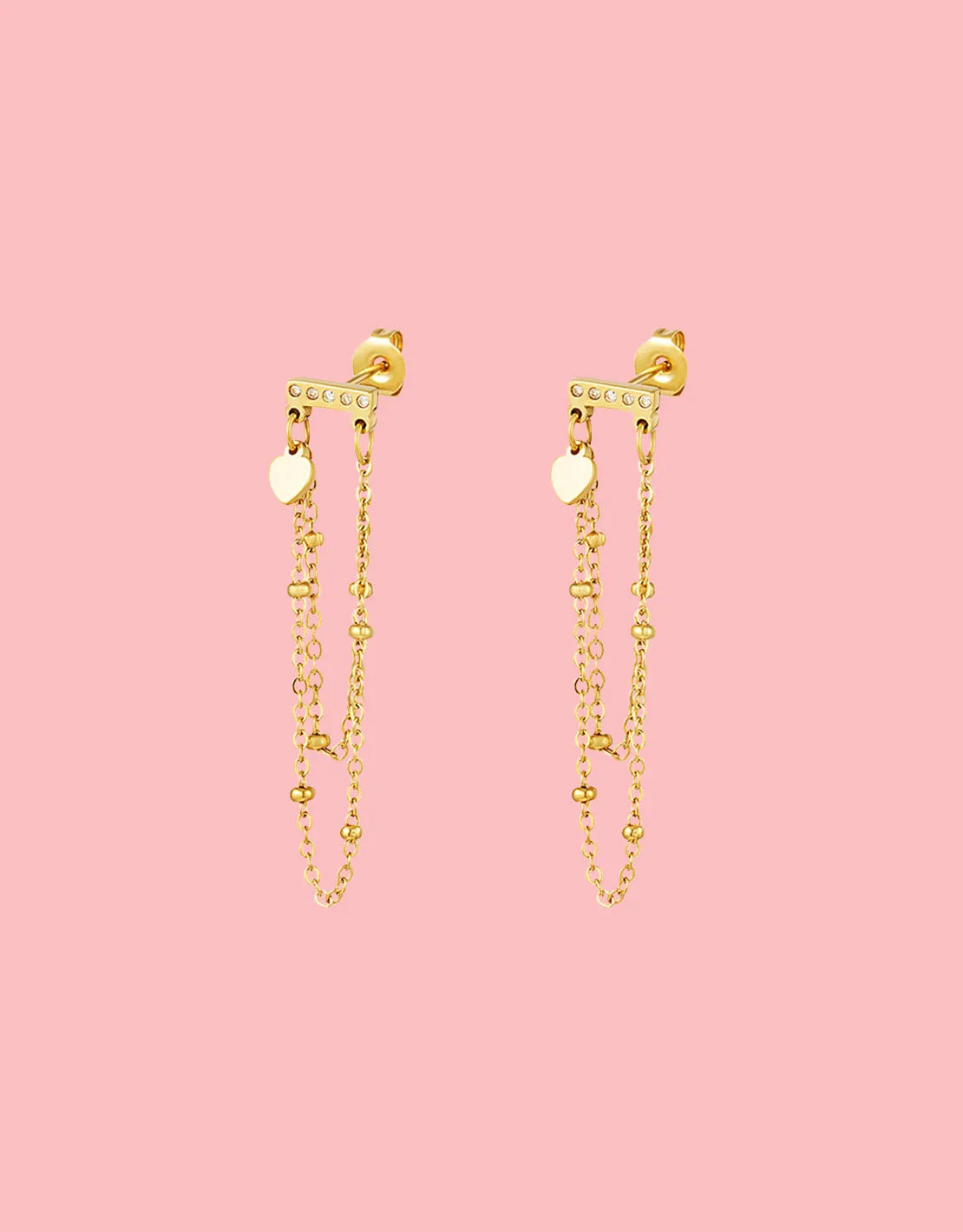 Double chain with zircon earrings