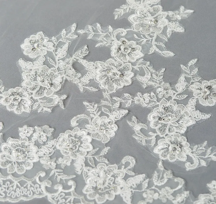 Embroidered Cathedral Ivory Wedding Veil