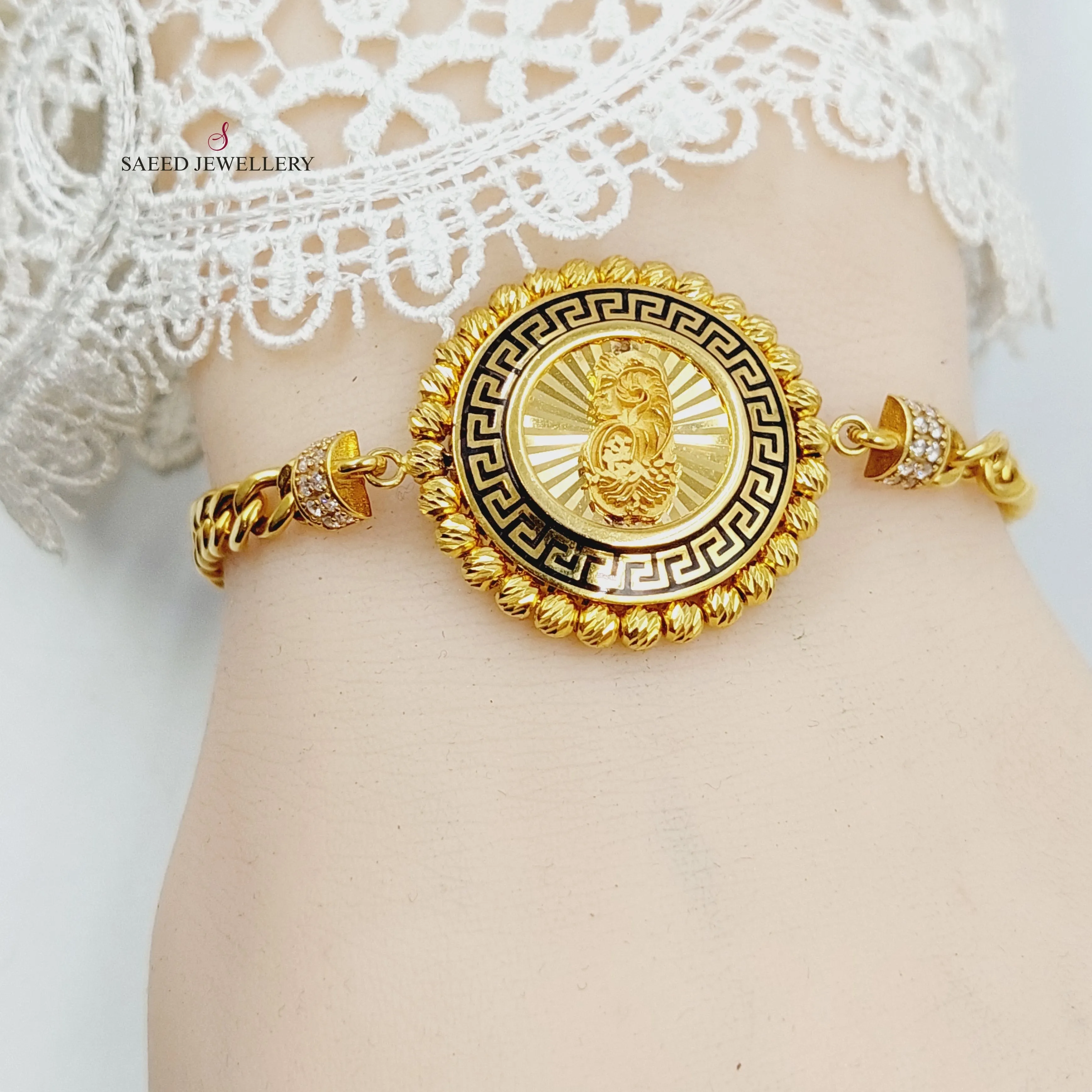 Enameled & Zircon Studded Ounce Bracelet