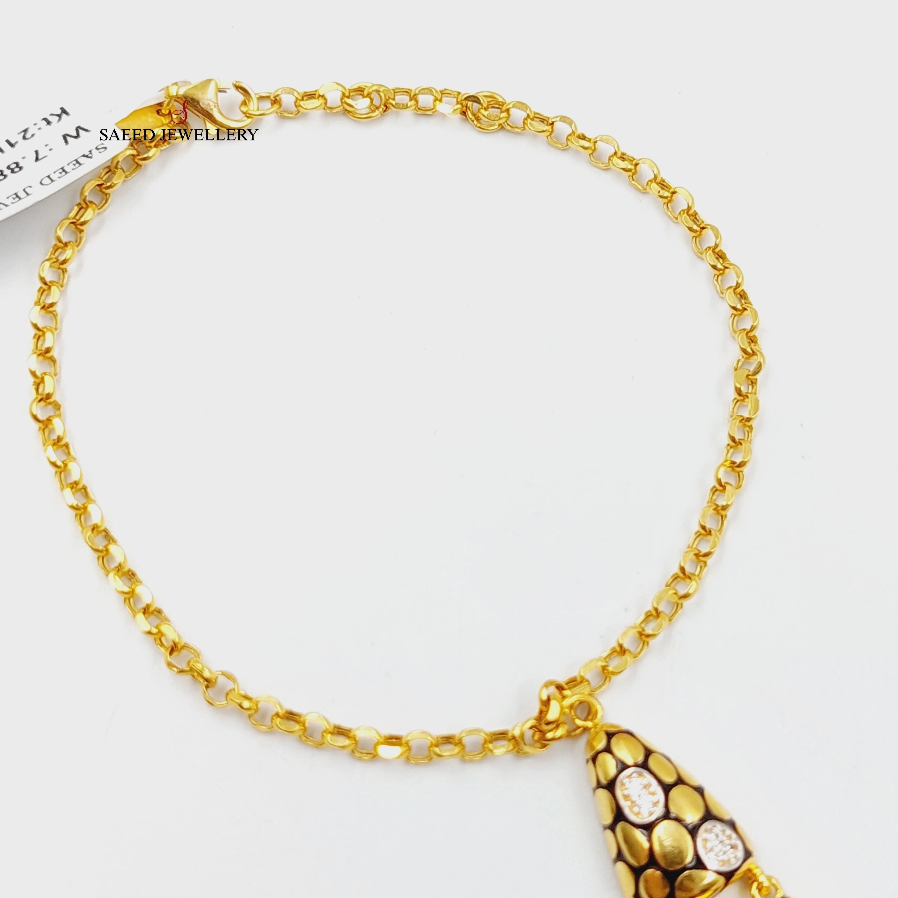 Enameled & Zircon Studded Snake Hand Bracelet