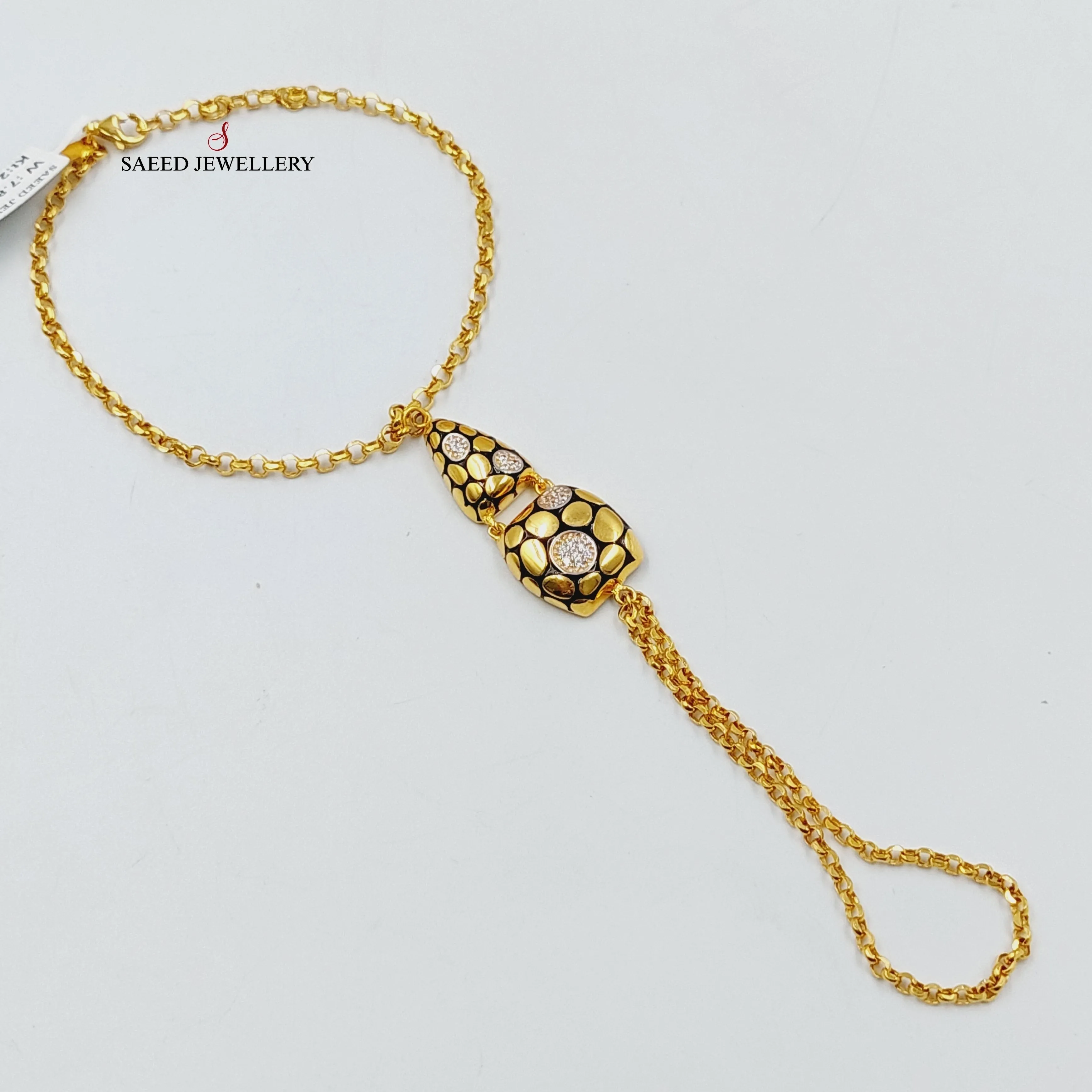 Enameled & Zircon Studded Snake Hand Bracelet