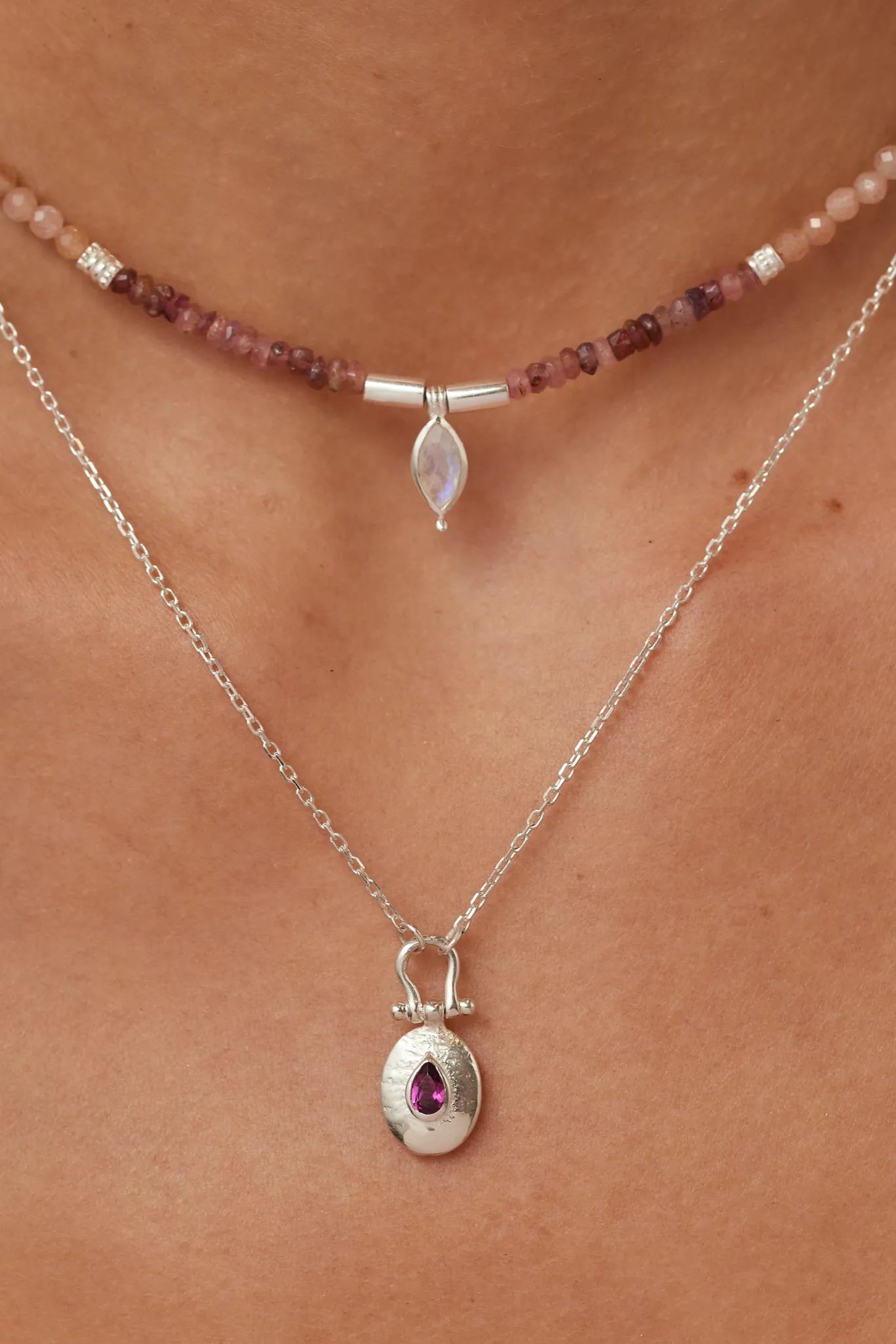 Esme Rhodolite Silver Necklace