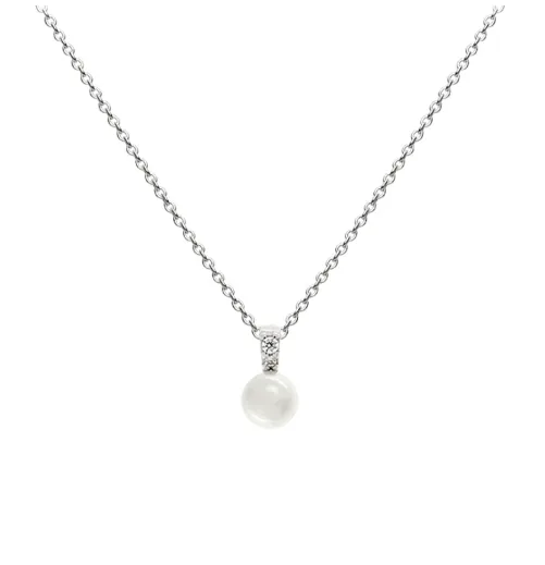 Freshwater pearl pendant with stone set Bale 18"