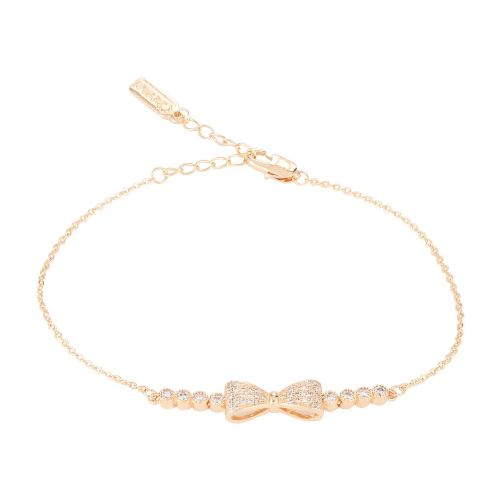 Full Zircon Bow Silver Bracelet for Women