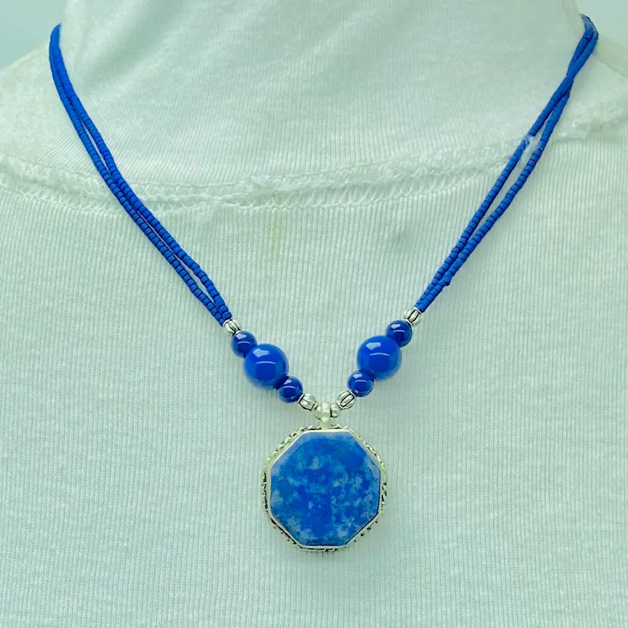 Genuine Royal Blue Lapis Lazuli Stones Necklace