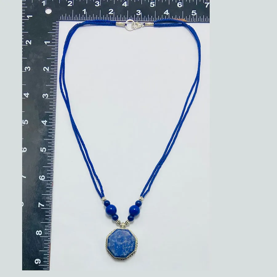 Genuine Royal Blue Lapis Lazuli Stones Necklace