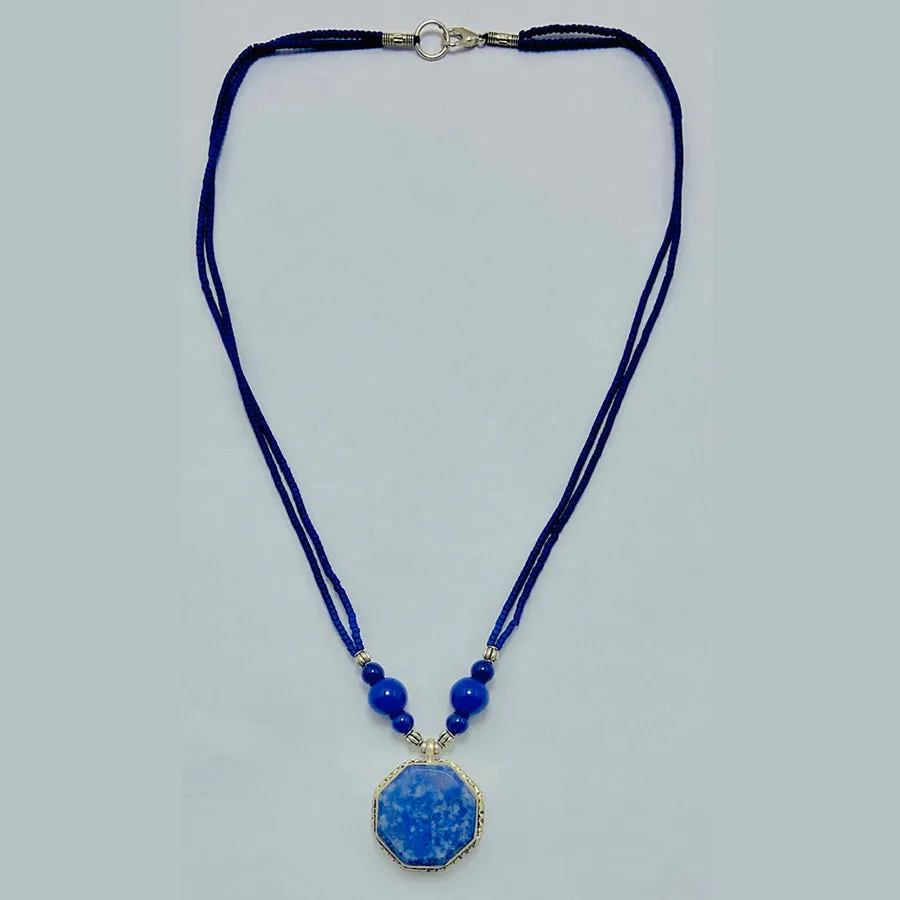 Genuine Royal Blue Lapis Lazuli Stones Necklace