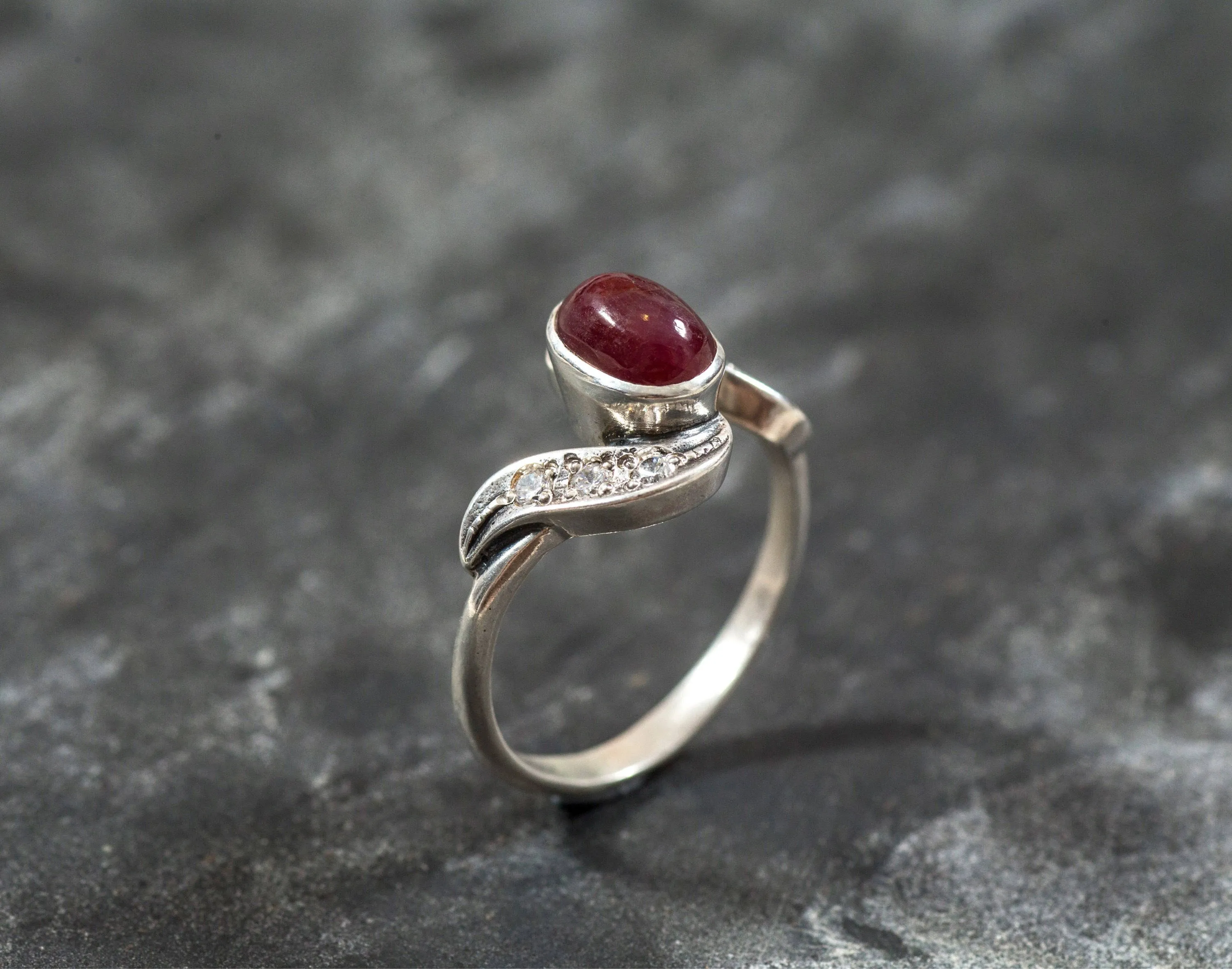 Genuine Ruby Ring - Classy Red Ring - Vintage Diamond Ring