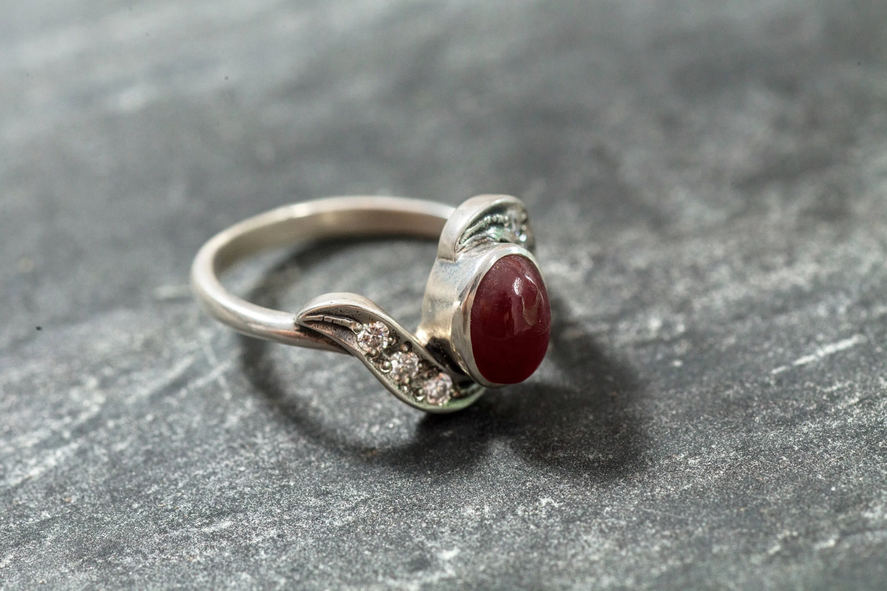 Genuine Ruby Ring - Classy Red Ring - Vintage Diamond Ring