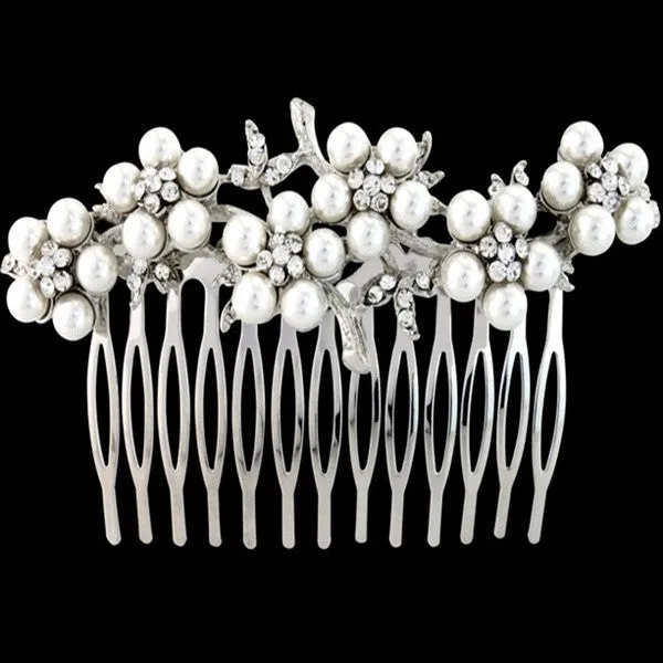 Georgia Pearl and Crystal Daisy Row Hair Comb