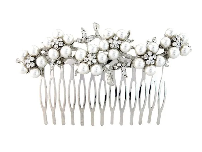 Georgia Pearl and Crystal Daisy Row Hair Comb