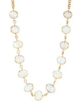 Gold Moonstone Bezel Link Necklace