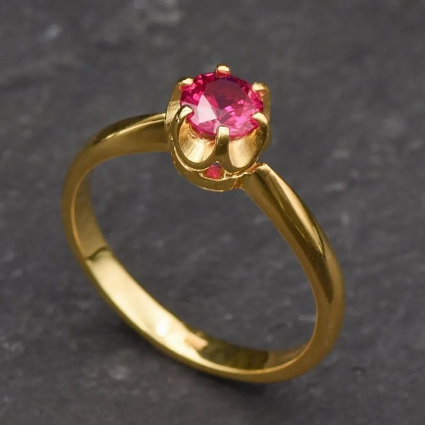 Gold Ruby Ring - Dainty Red Ring - Ruby Promise Ring