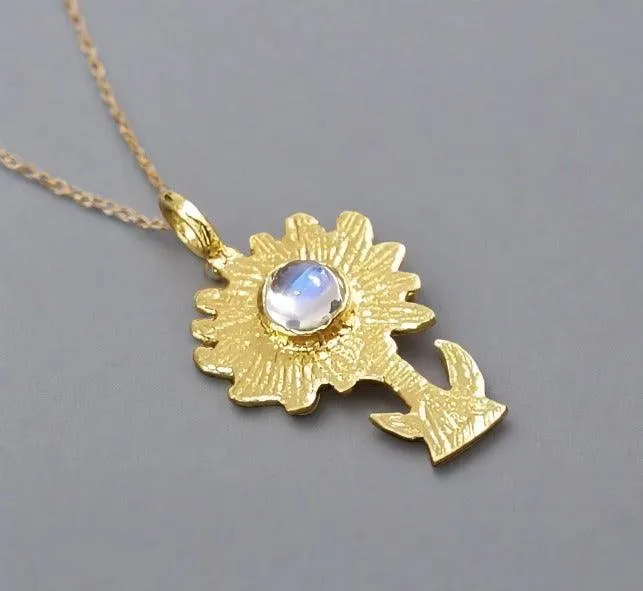 Gold Vermeil Rainbow Moonstone Charm