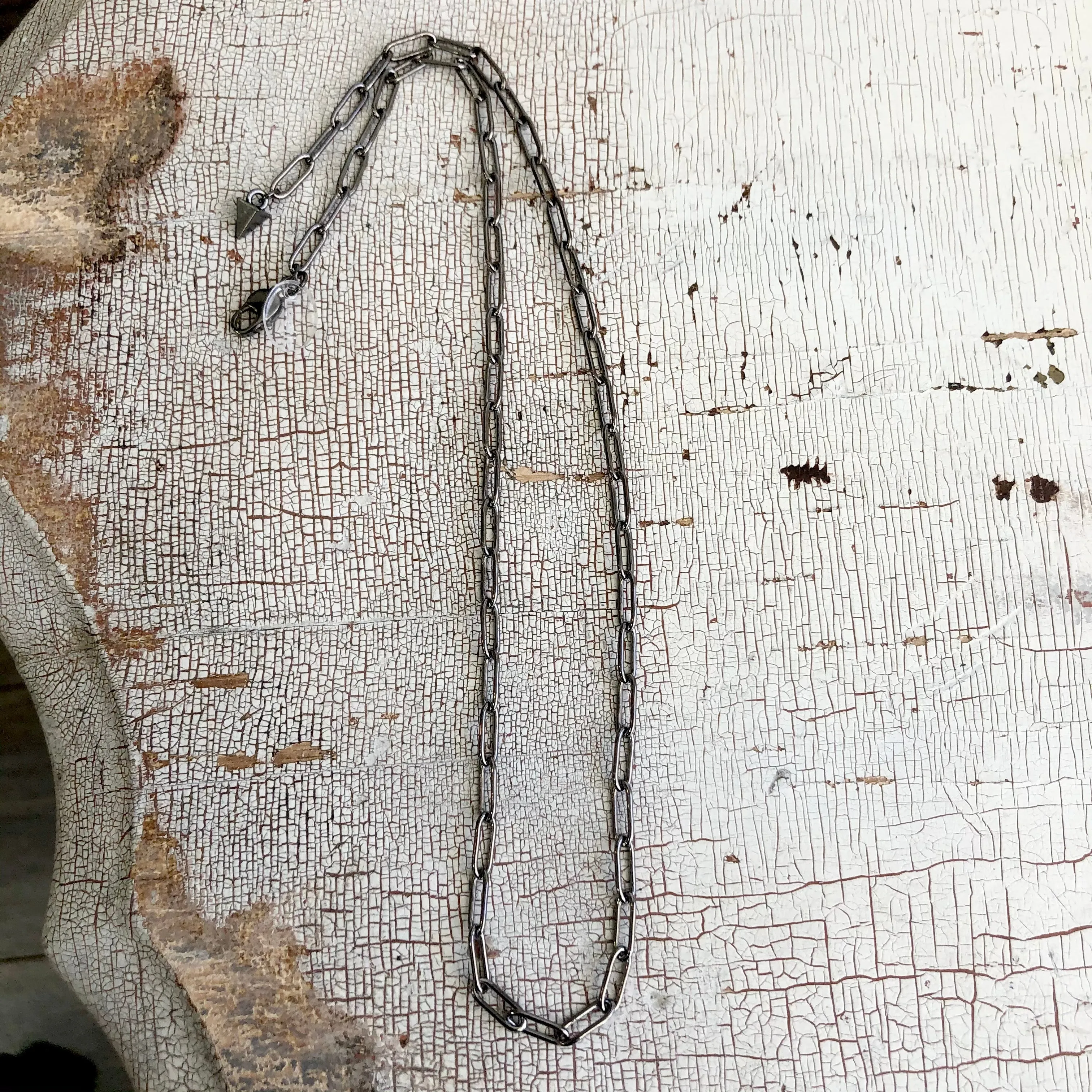 GunMetal Paperclip Chain Layering Necklace - Shortie