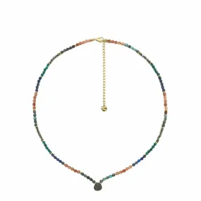 Habaha Multi Stone Pyrite Drop Necklace