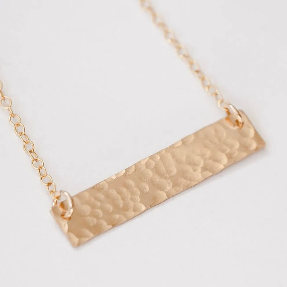 Hammered Bar Necklace - Choose Your Metal