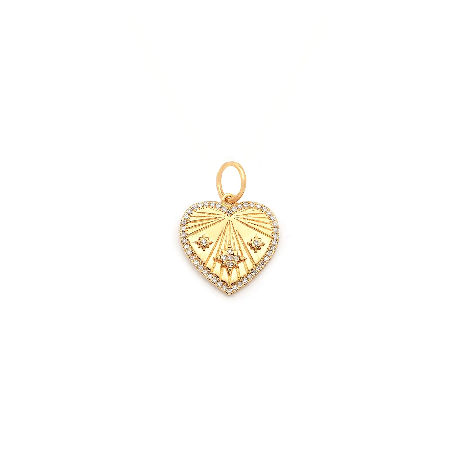 Heart-Ray Pendant | 14K Solid Gold & Diamond