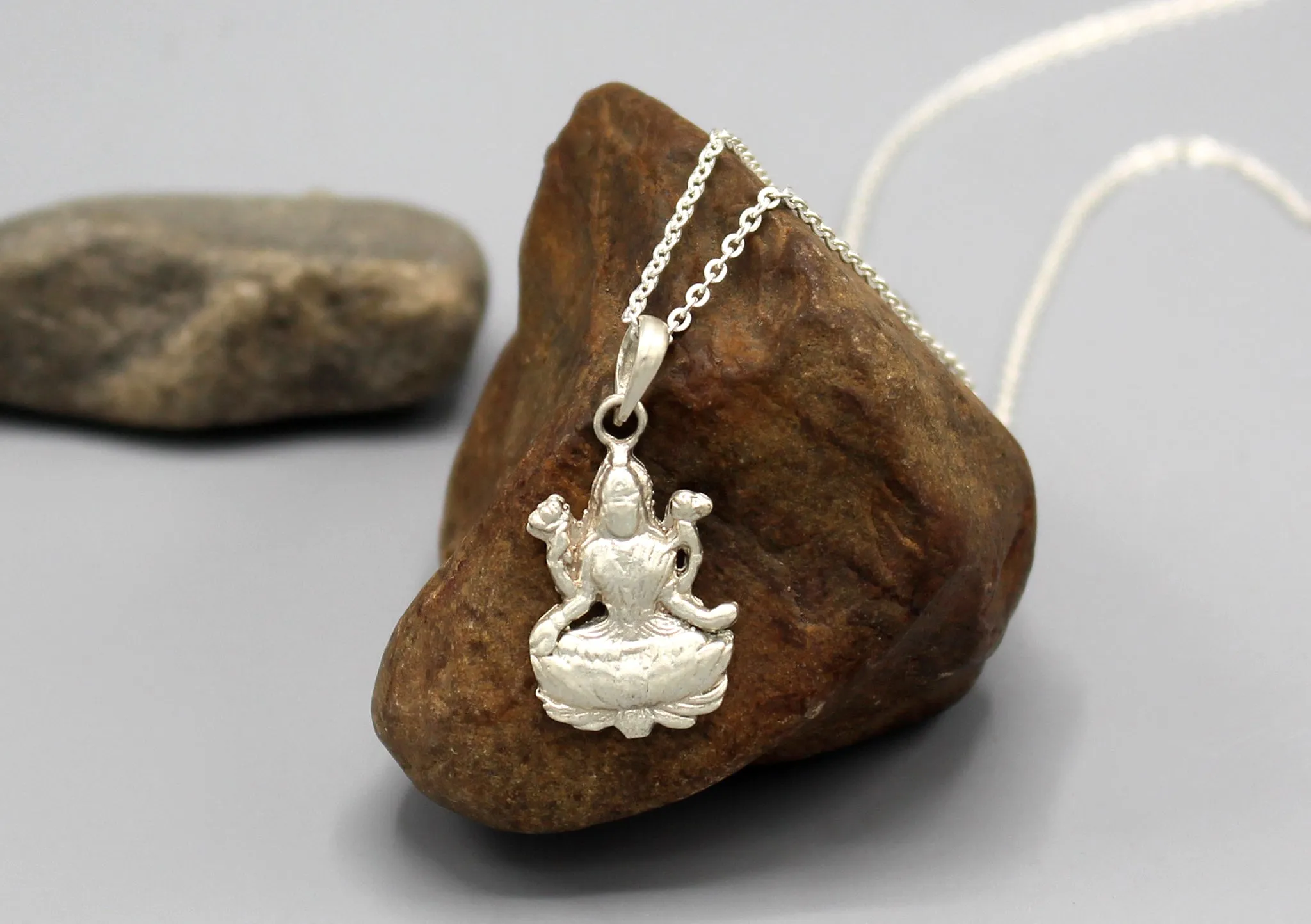 Hindu Goddess Laxmi Sterling Silver Pendant
