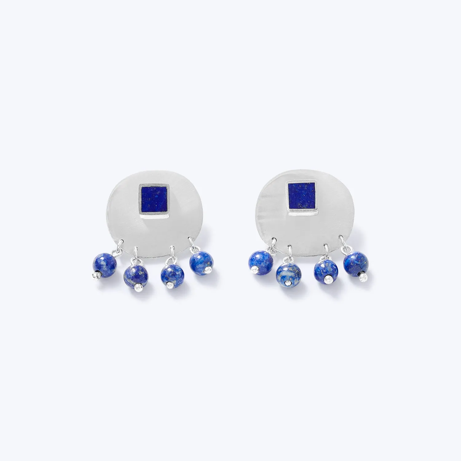 ISHKAR Lapis Lazuli Nazo Earrings in Silver