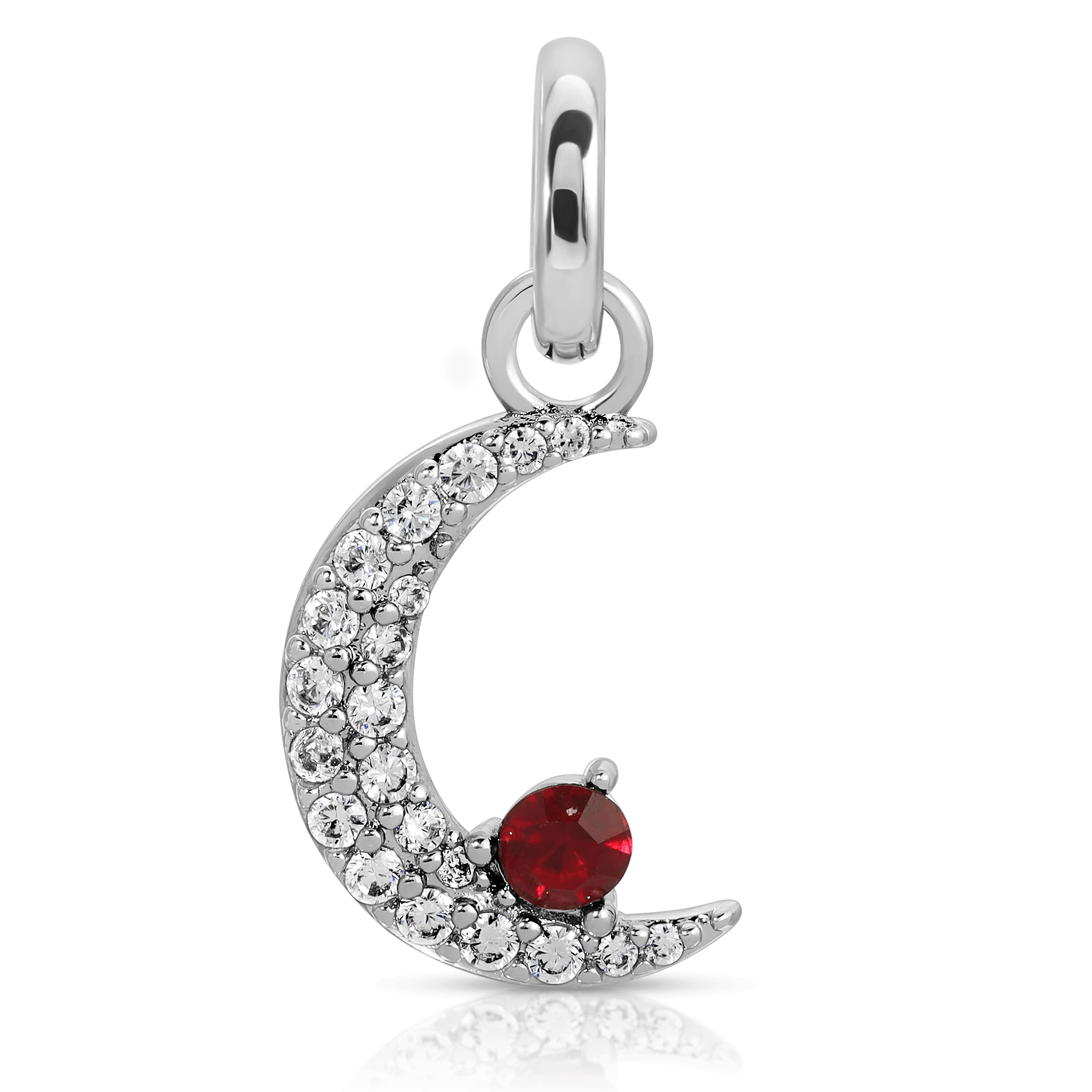 July Ruby Birthstone Charm - Moon