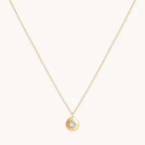 June Moonstone Birthstone Necklace in Solid Gold