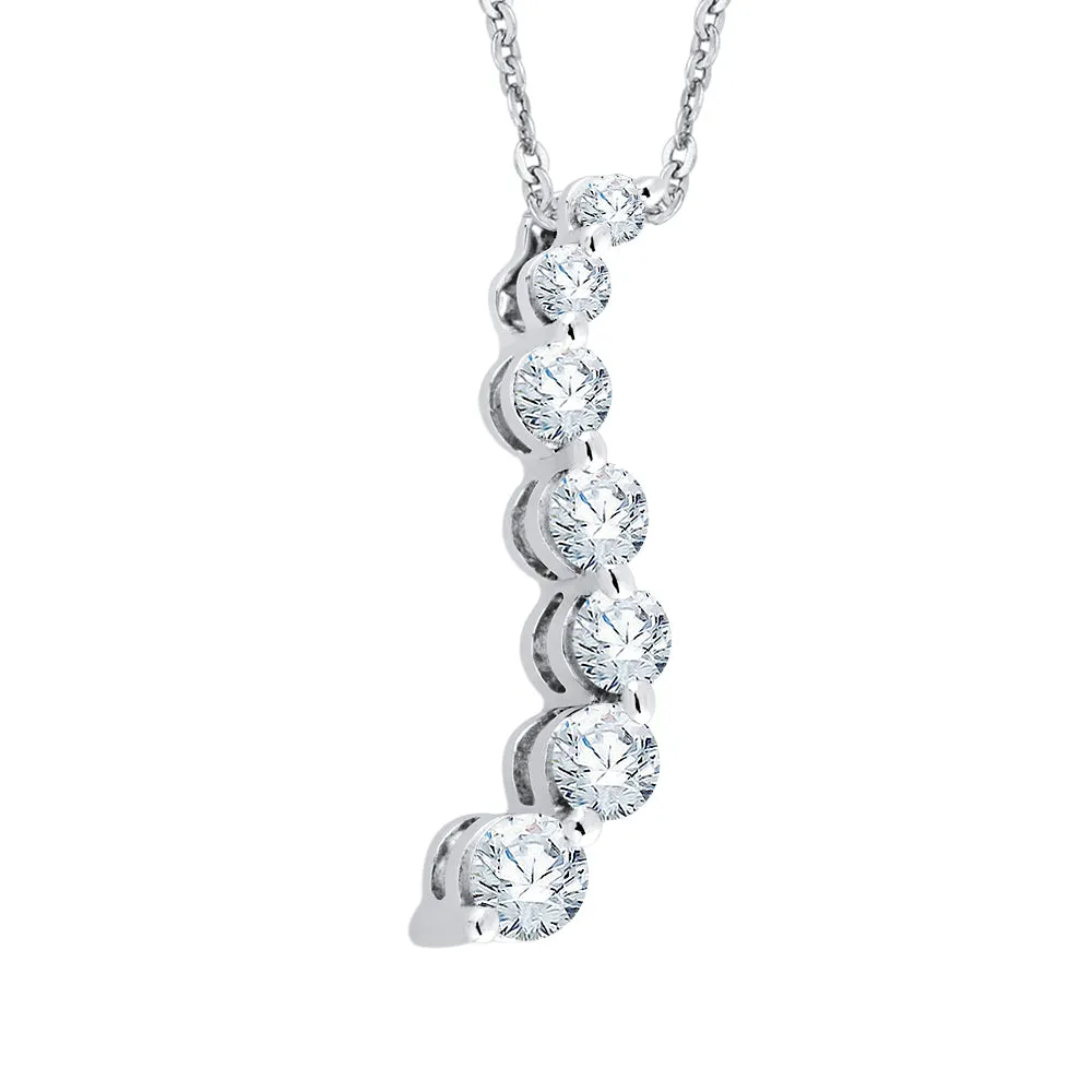 KATARINA 1 cttw Lab Grown Graduated Diamond Journey Pendant Necklace in 14K Gold