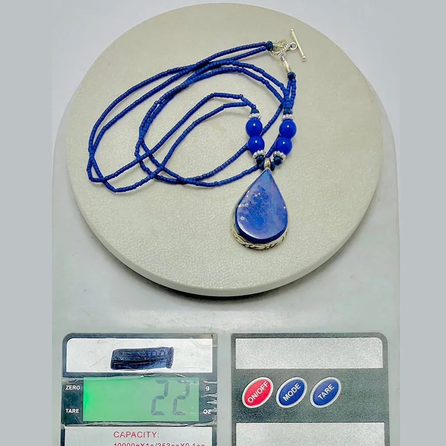 Lapis Lazuli Tear Drop Shape Pendant Necklace