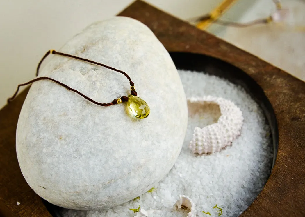 Lemon Quartz  Minimal Necklace