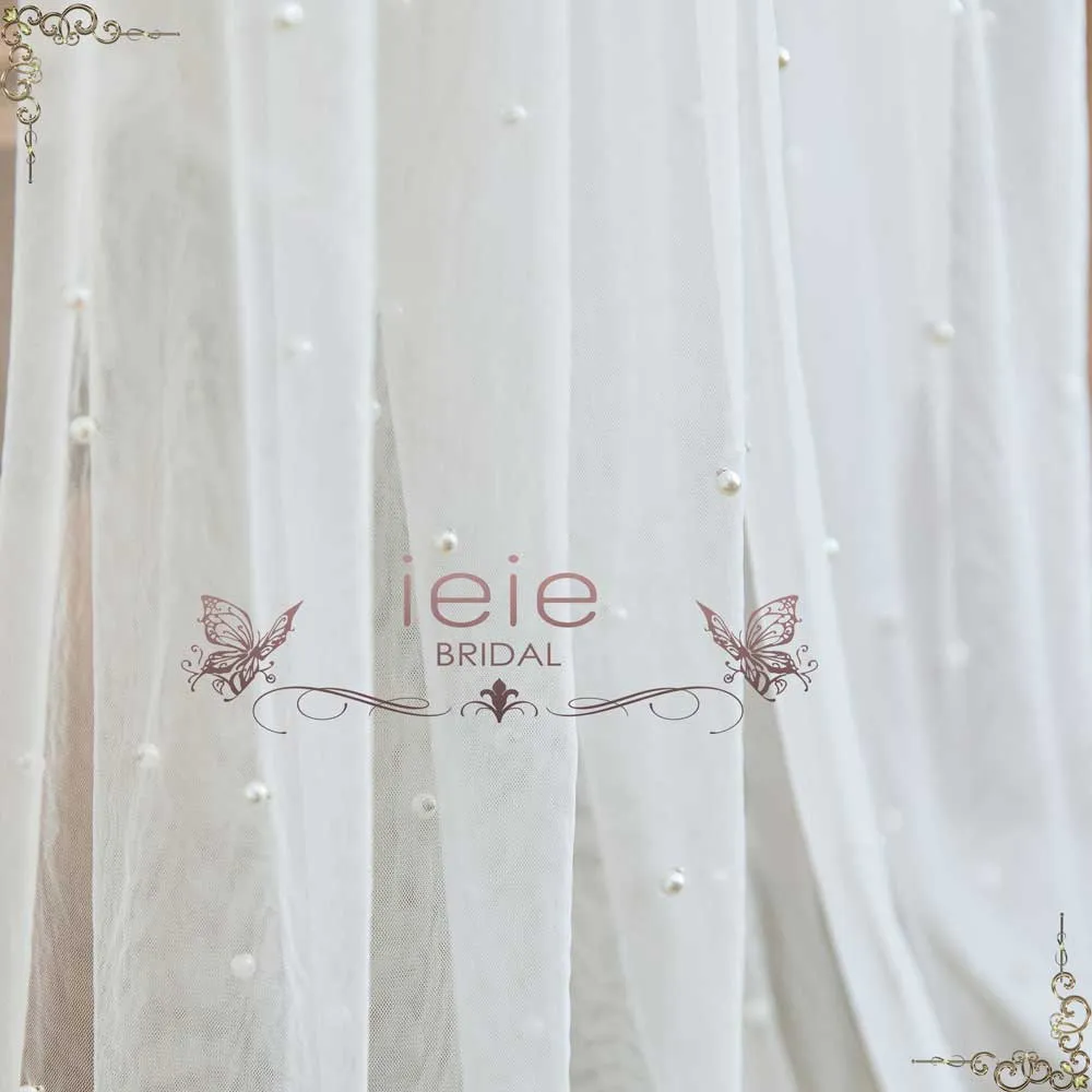 Long Chapel Wedding Veil with Pearls VG3049