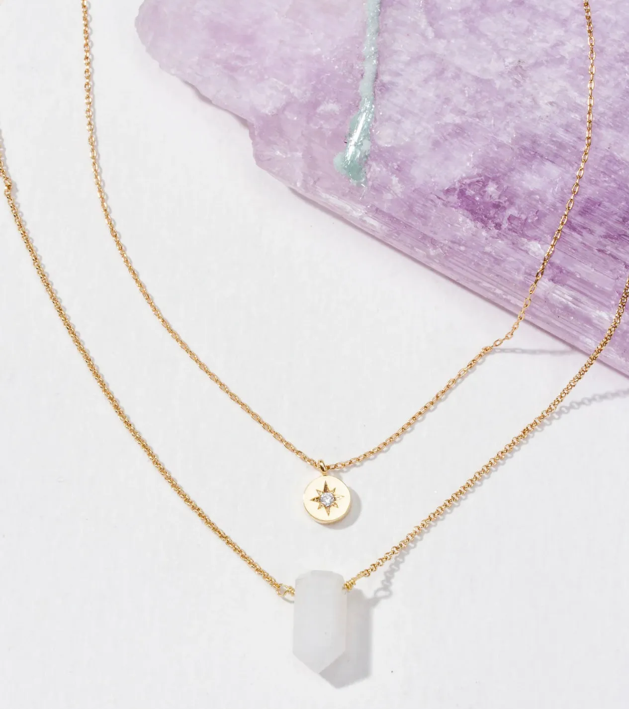 Luna Norte North Star Necklace Set- Moonstone