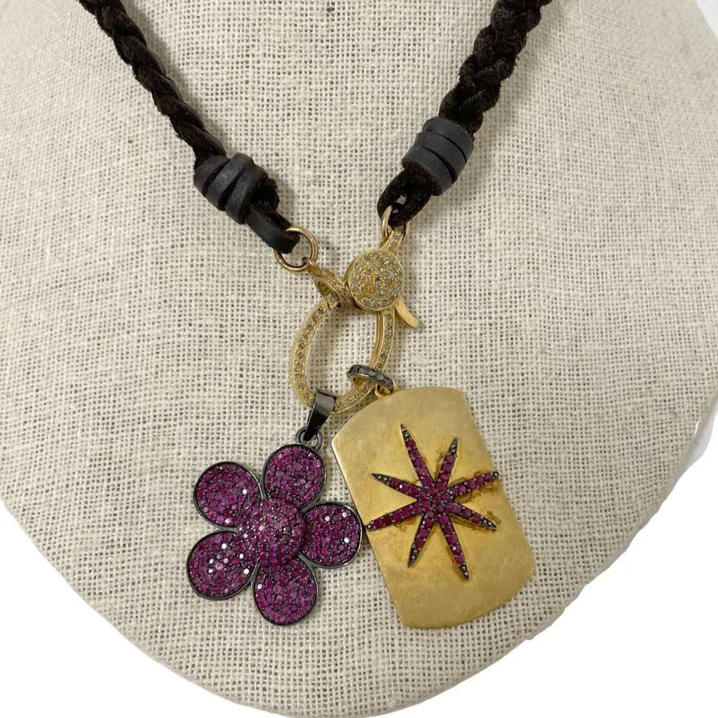 Makhala Ruby Heart and Star Necklace