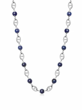 Men's Silver Mariner Chain with Blue Lapis