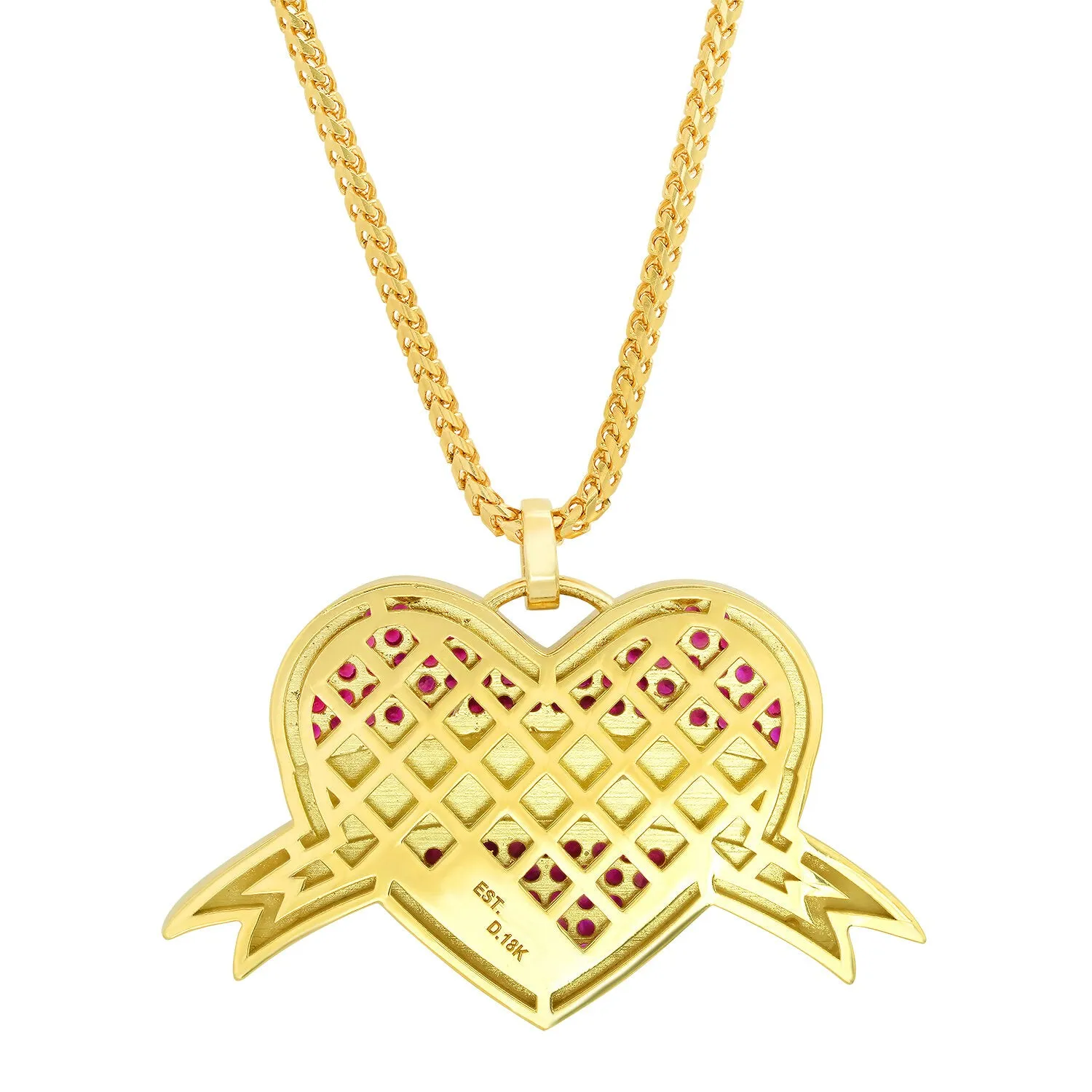 Mom Tattoo Pendant w/ Rubies
