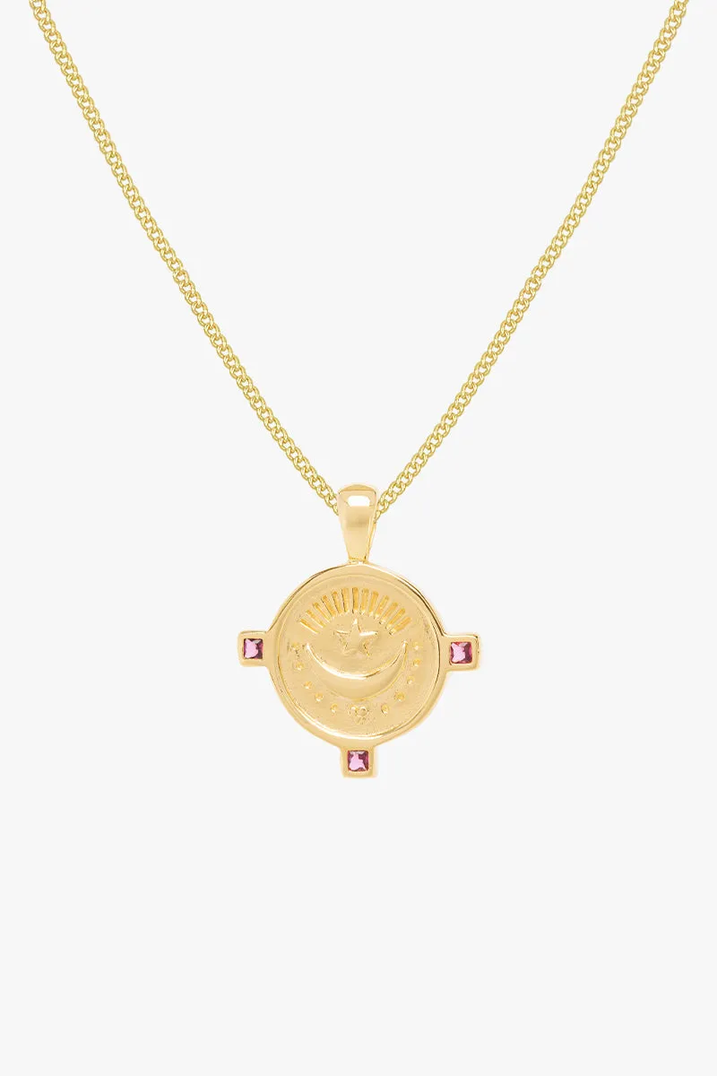 Moon coin necklace gold plated