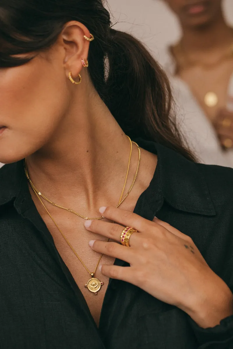 Moon coin necklace gold plated
