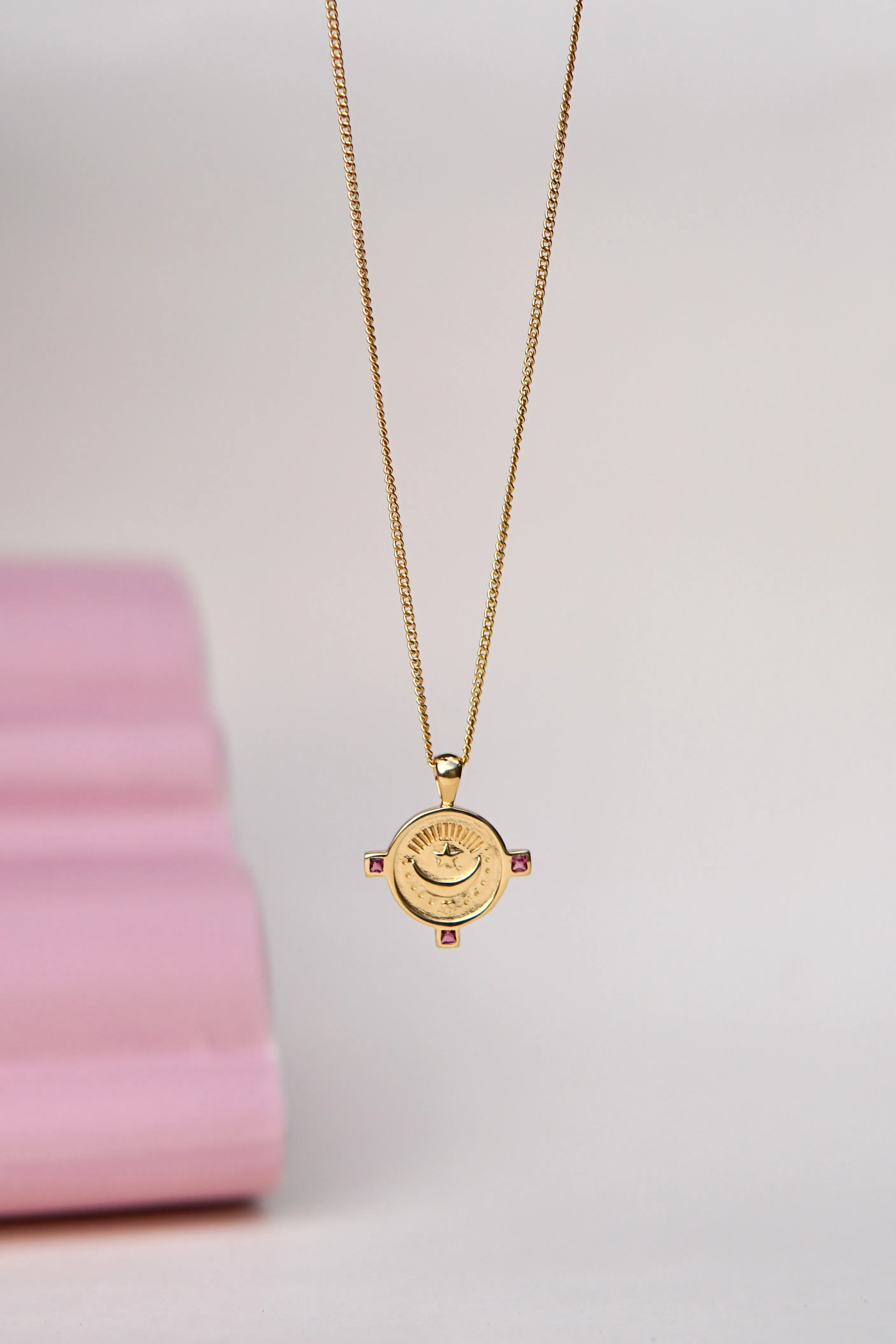 Moon coin necklace gold plated