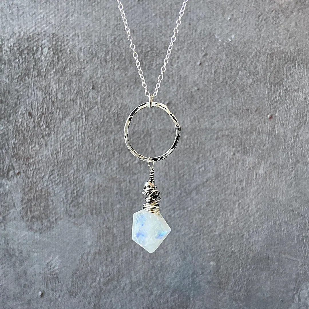 Moonstone Circle Necklace