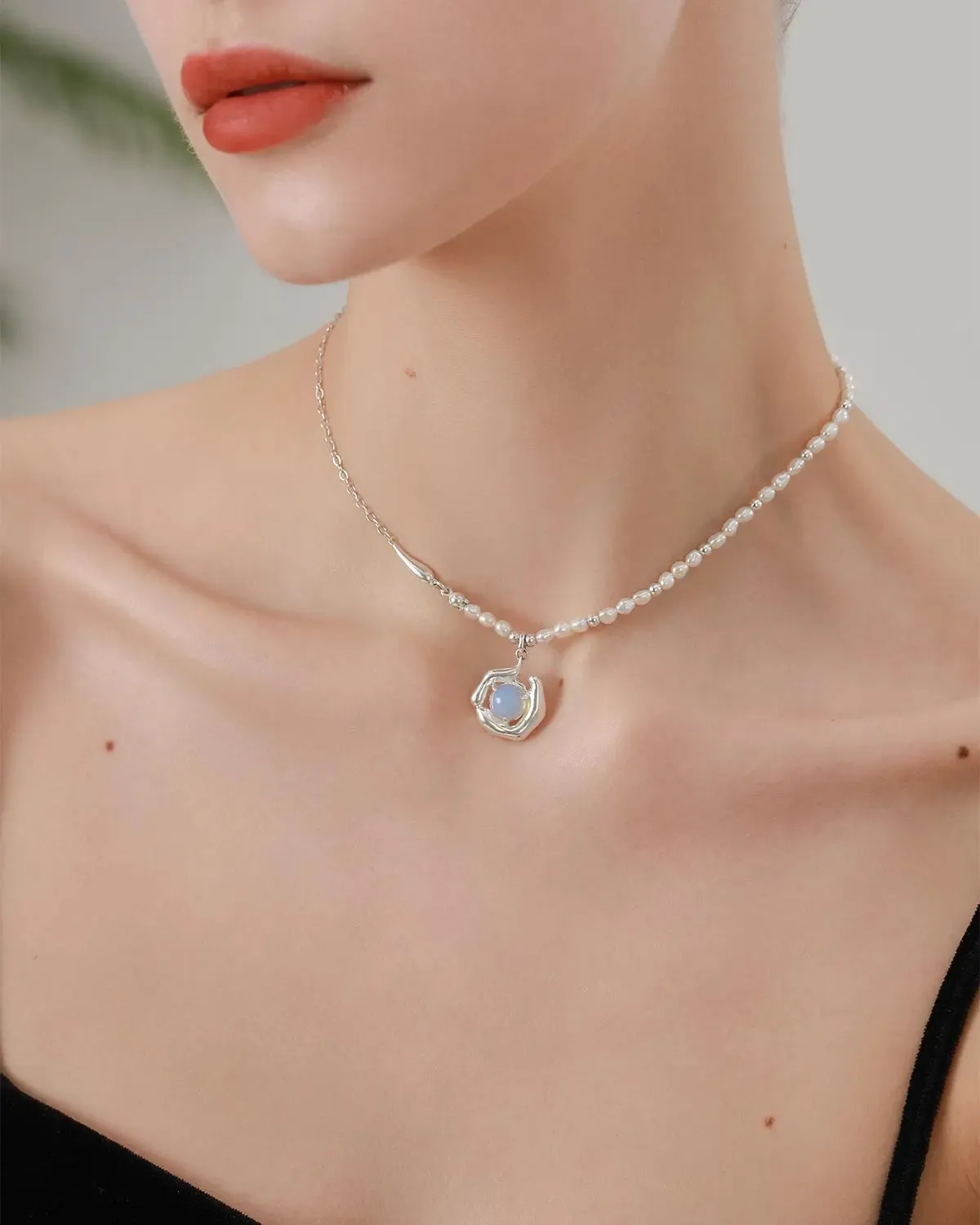 Moonstone Pearl Necklace