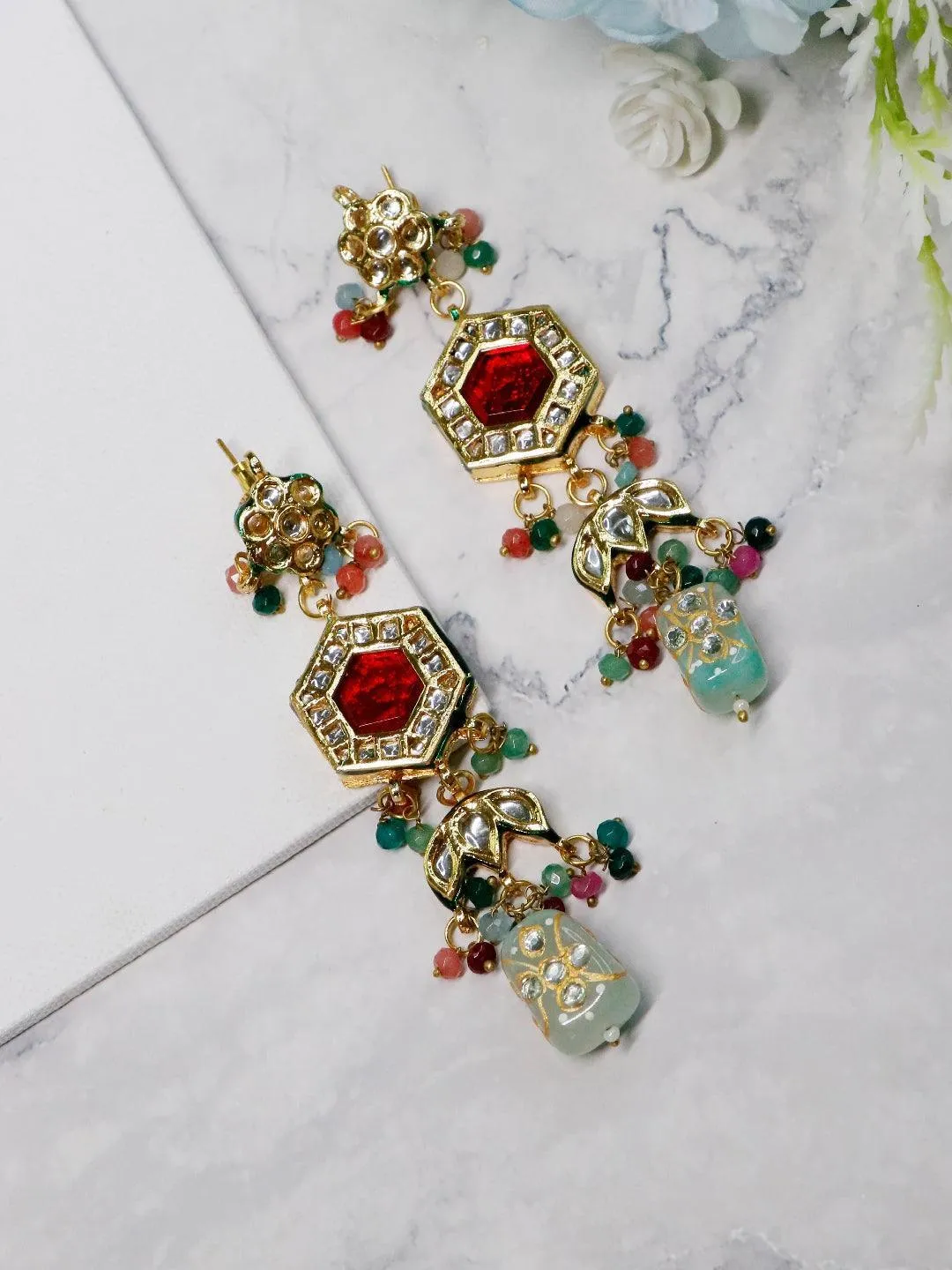 Multi Color Navratna Stone Choker Set